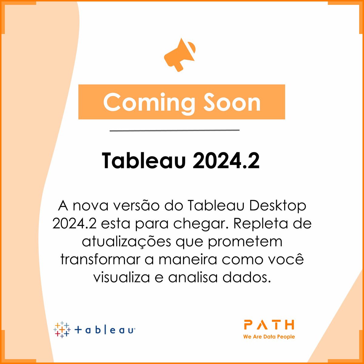 A nova versão do Tableau Desktop 2024.2 esta para chegar. Repleta de atualizações que prometem transformar a maneira como você visualiza e analisa dados.

Confira: cutt.ly/4erkk9ES

#Tableau #WeAreDataPeople #DataFam