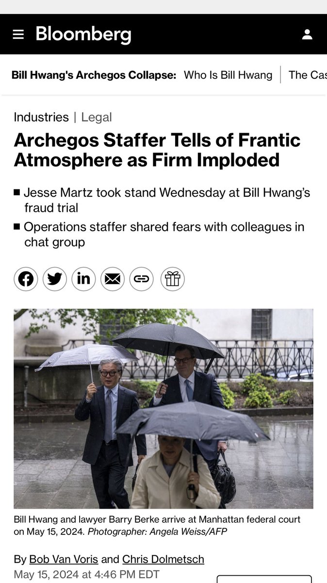 2nd prosecution witness in Archegos trial 32 year old Jesse Martz '...“Gonna be a bloodbath,” Martz wrote in a March 25, 2021, chat message shared with fellow Archegos operations team members that was shown to the jury..... ...The documents Martz walked the jury through told