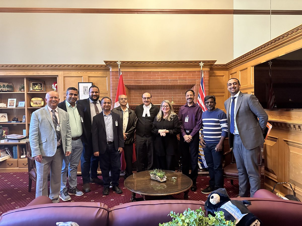 It was a pleasure for @lanapopham & me to welcome President Surinder Sharma & members of the Victoria Hindu Parishad & Cultural Center executive to the @BCLegislature. Grateful for their contributions and excited to support their efforts in nurturing the growing Hindu community.