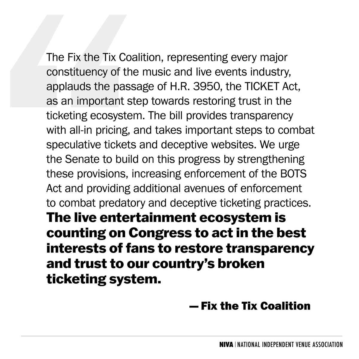 nivassoc's tweet photo. BREAKING NEWS: The House has passed the #TICKETAct, paving the way for more comprehensive ticketing reforms! This significant step, led by bipartisan efforts, aims to protect fans from predatory ticketing practices and ensure a transparent, fair ticket buying experience.