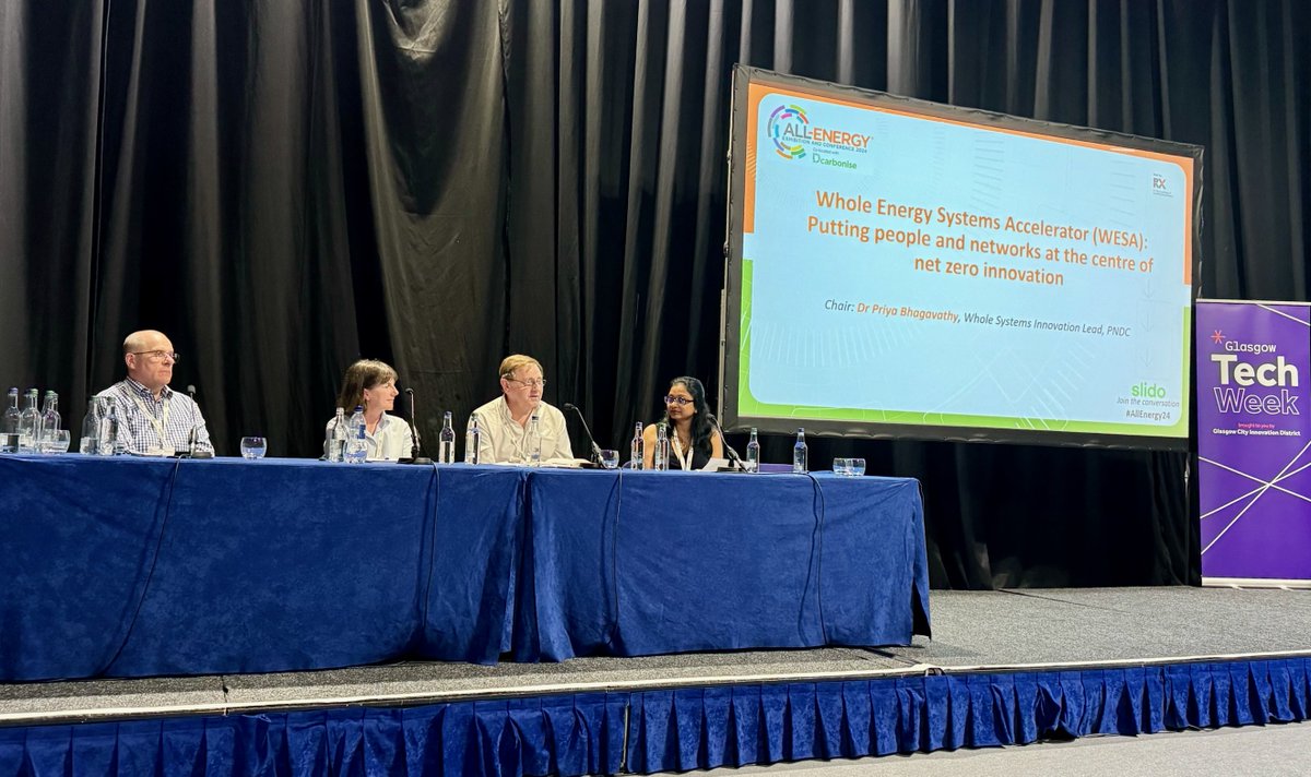 We were delighted to chair a panel session @AllEnergy alongside an expert panel from @EnergySysCat, @ssencommunity and @SunampLtd. Thank you to @glasgowcityinno for inviting us to chair the session at #AllEnergy24 as part of #GlasgowTechWeek.