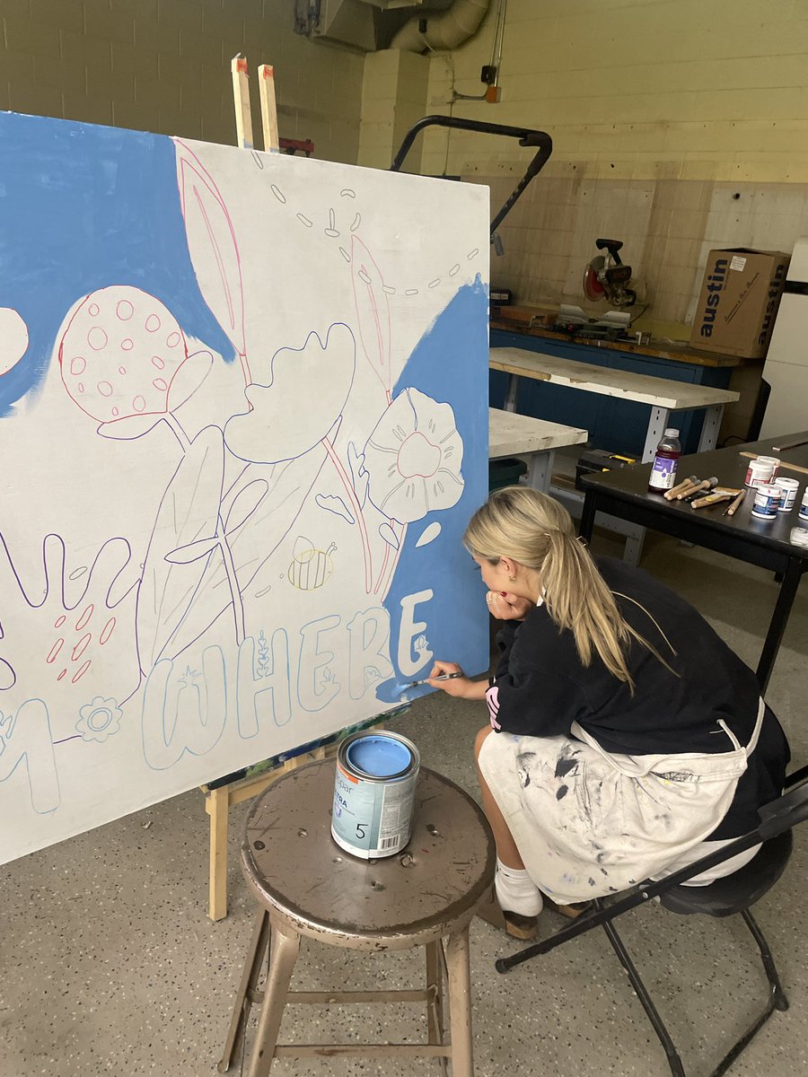 Murals have begun!  <a href="/LaSalle_LDSB/">La Salle Secondary</a> students designing and painting murals for <a href="/EcoleMaple_LDSB/">École Maple Elementary School</a>!
