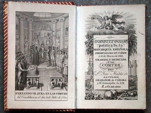 The Political Constitution of the Spanish Monarchy, also known as the Constitution of Cadiz of 1812, was the first Constitution of Spain and one of the earliest codified Constitutions in world history.