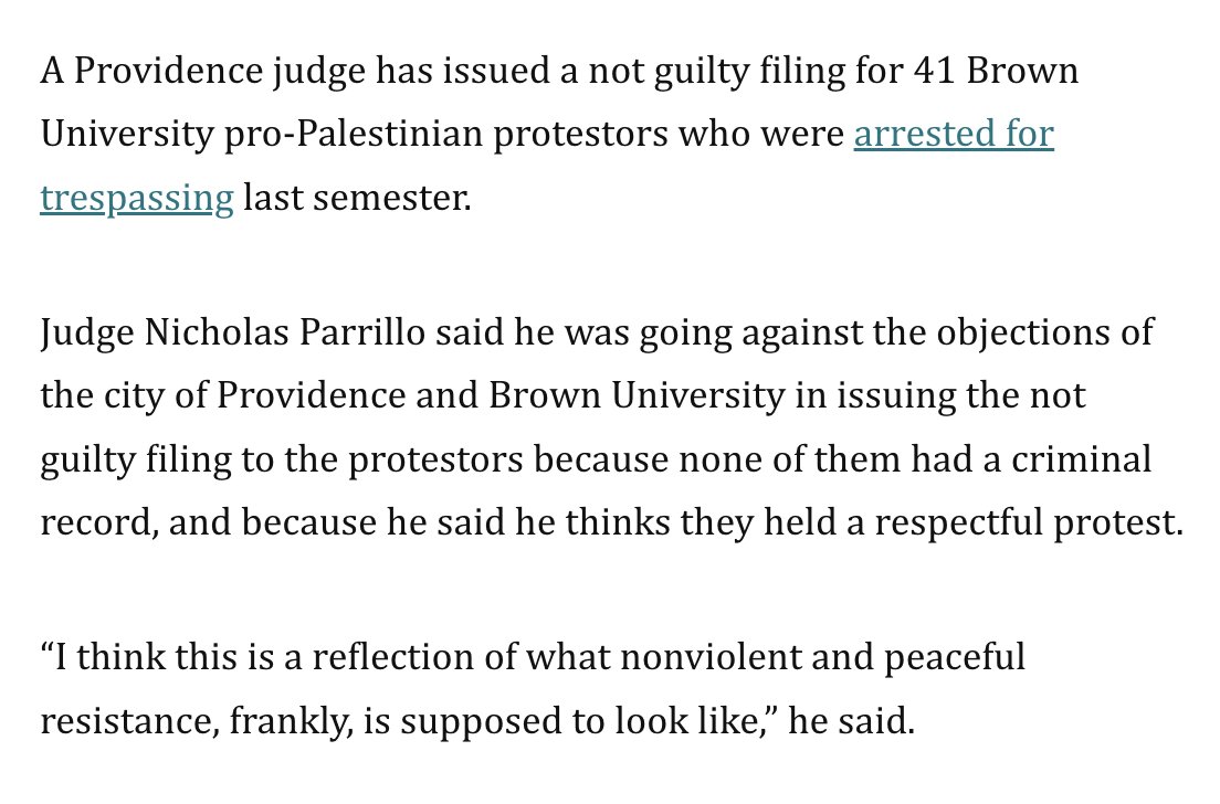 A judge has ruled against Brown University's aims to charge 41 of its own students with trespassing for holding a December sit-in protest calling for divestment. “I think this is a reflection of what nonviolent and peaceful resistance, frankly, is supposed to look like,” he said.