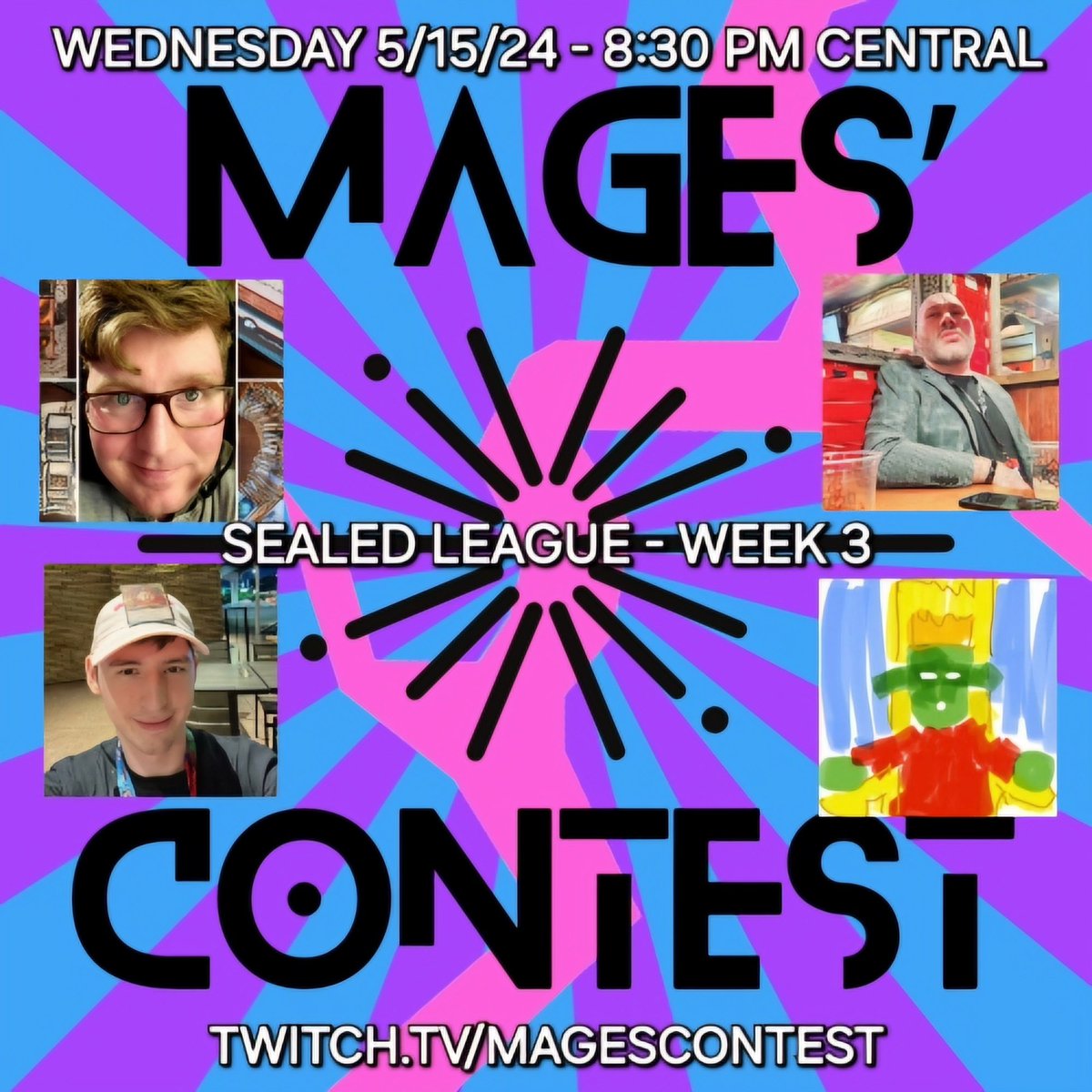TONIGHT! (In 2.5 hours)

Commander Sealed League Week 3 w/ <a href="/Ben0fSomeTrades/">Benjamen Will Post Again When??</a> <a href="/HobbesQ/">HobbesGoblin (It's Spooky Season)</a> <a href="/Cam_OutOfExile/">Cam_OutOfExile ☄️</a> &amp; <a href="/ColinOClock/">Colin O'Clock 🔜 #MCChicago 🧙💥</a> 

This is the last week before our full boxes are opened! The brews are already 🔥🌶🔥 and we aren't even halfway through!

Come hang twitch.tv/magescontest 🧙💥🧙