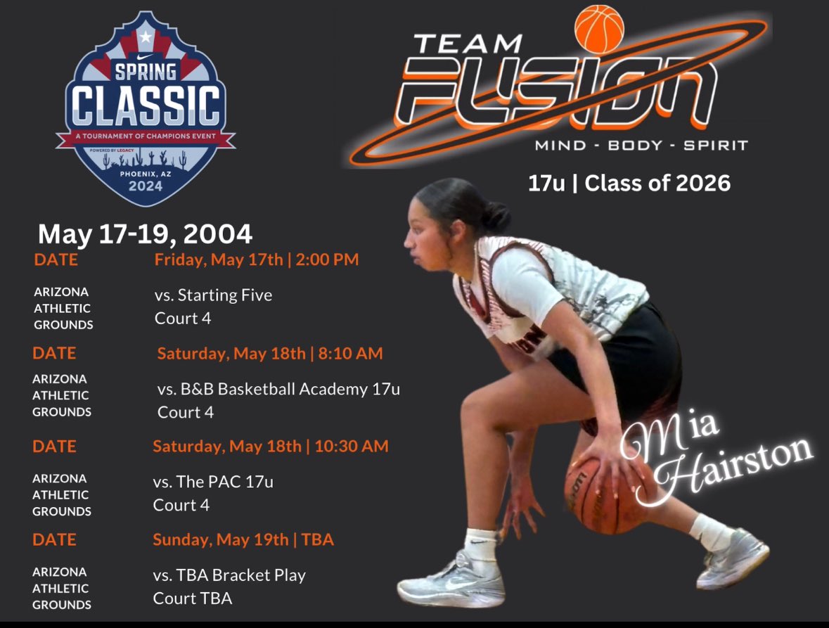 Up next for @Fusionbball 17u. Catch us @niketoc in Phoenix, AZ. this weekend. 🙌 Excited for another weekend of great basketball! 🏀 @Prep1USA @Prep1Athletes @mhs_gbb1