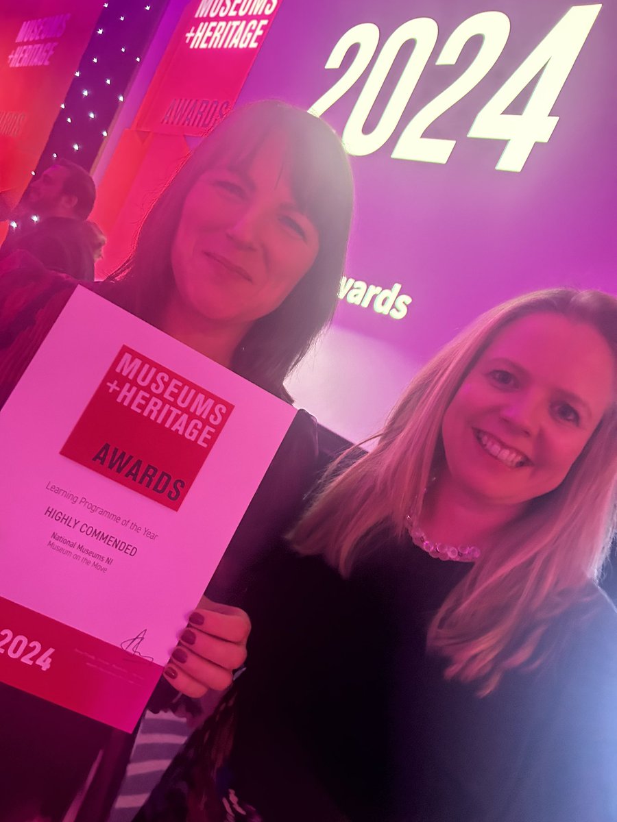 So proud of our brilliant @NatMuseumsNI education team who were highly commended in the ‘learning programme of the year’ category at tonight’s #MandHAwards for our far reaching and much loved Museum on the Move blended learning programme. Well done to Louise and all the team 👏🏼