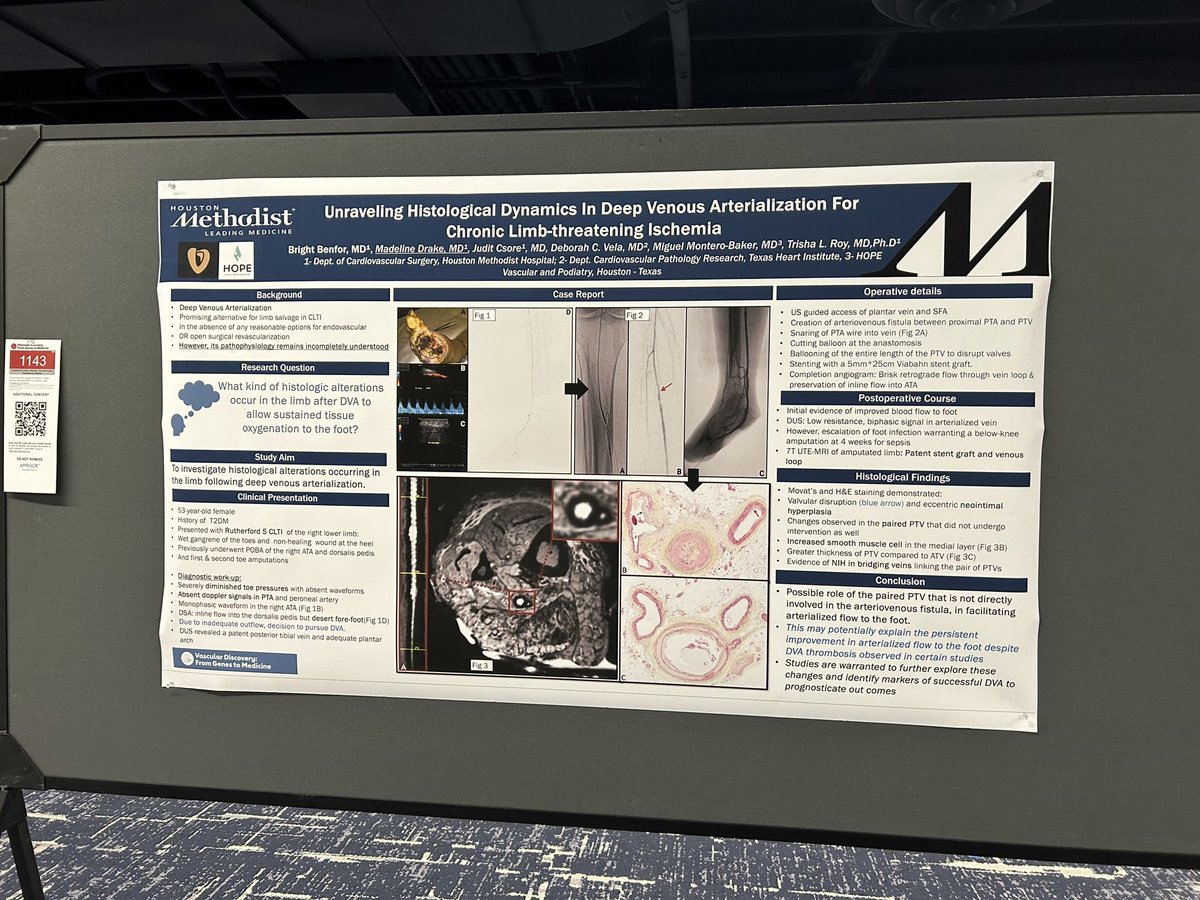 Whew! One oral presentation and 4 posters later — safe to say the Roy lab has made a mark in translational PAD research! @trisharoymd @AlanLumsdenMD @VascularSVS #vric24#ahavasc2024