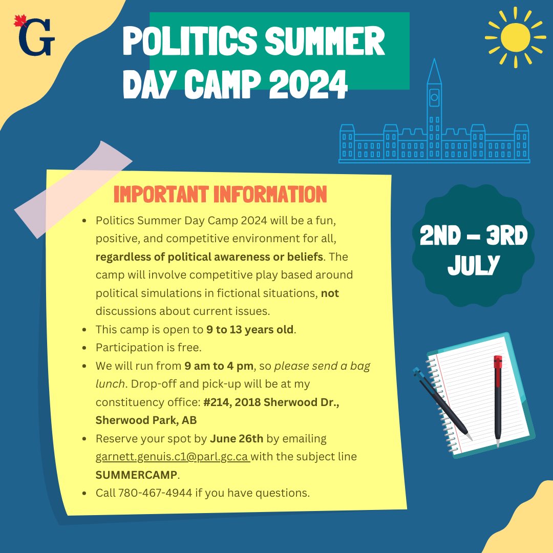 This summer my office and I will be running a Politics Summer Day Camp. See you there!