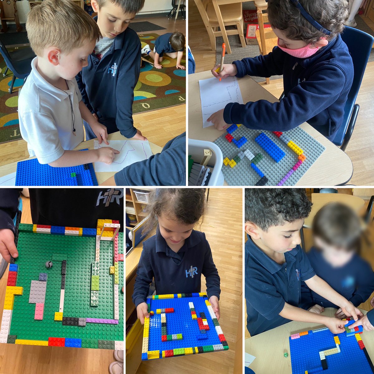 Check out these young engineers! Today our students made blueprints before laying out the design of their marble maze! 🧠 @HolyRosaryM @hcdsbsteam @HCDSB_k