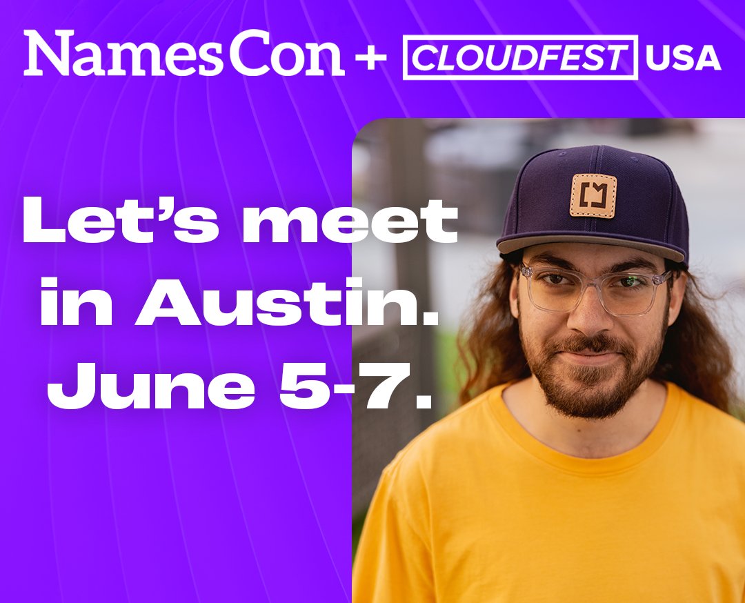 Going to #NamesCon or #CloudFest USA? Let's meet! Book a time here: calendly.com/christiantaylo…