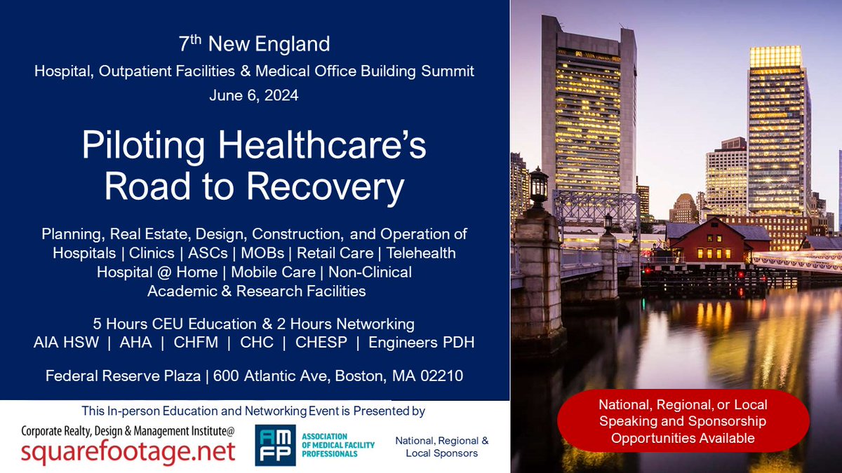 Make sure to attend (or sign up to be a speaker) for the 7th Annual SquareFootage Healthcare Summit this June! Email Anastasia@high-profile.com if you want to be a speaker or on a panel! Make sure you register here: squarefootage.net/boston-2024