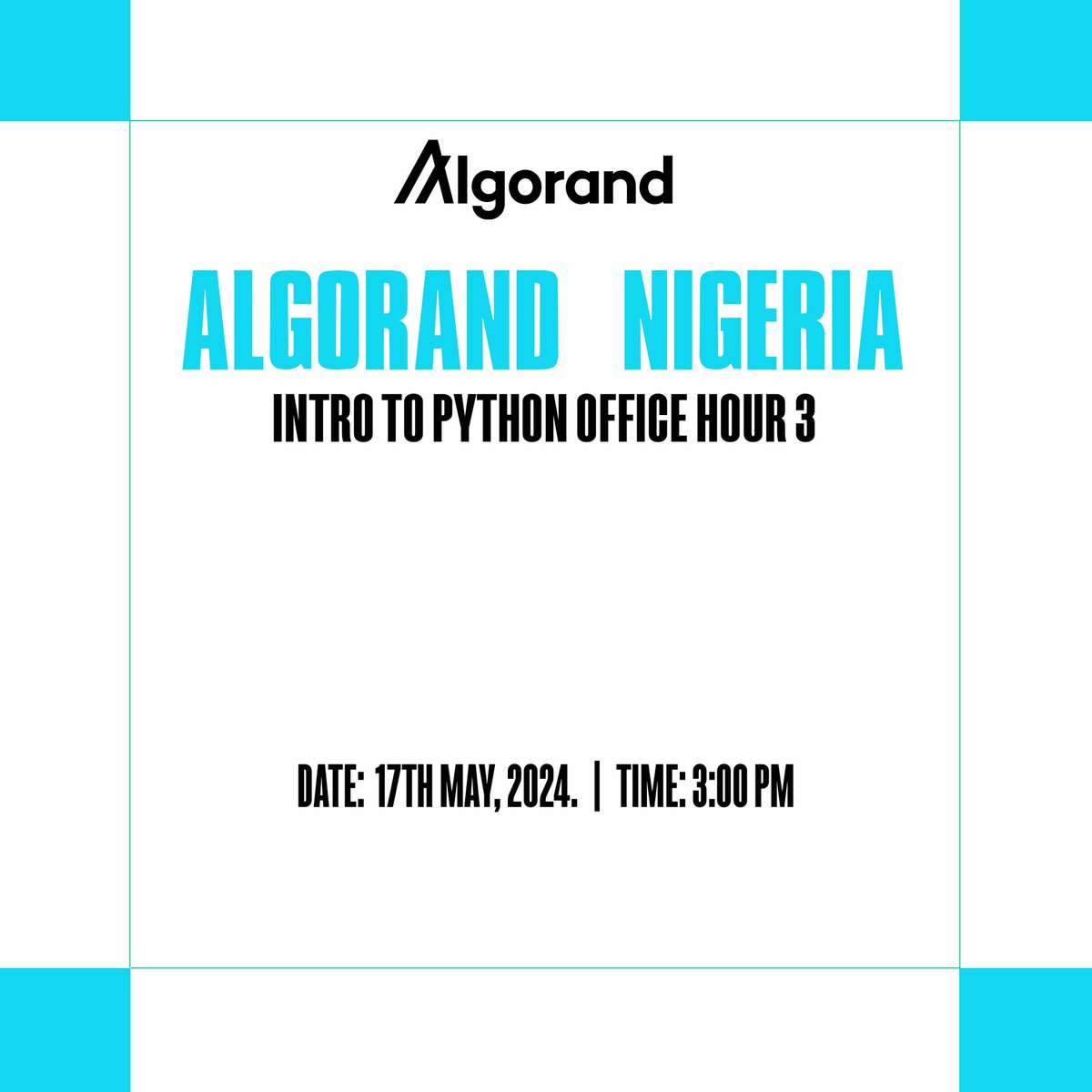 Algorand_NG's tweet image. 🎉 Don&apos;t miss the final virtual session of our #PythonMay #PythononAlgo series this Friday May 17th 2024! 🐍

Register now: bit.ly/PythonOnAlgoOf… 

🕒: 3PM WAT

#OfficeHour3
