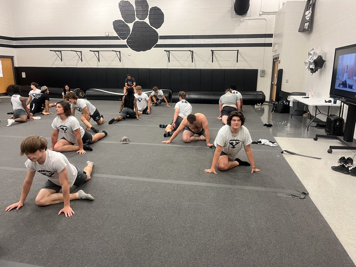 I guess you can teach an old dawg new tricks!! Today due to soreness we had our classes do Yoga. It wore their butts out!!