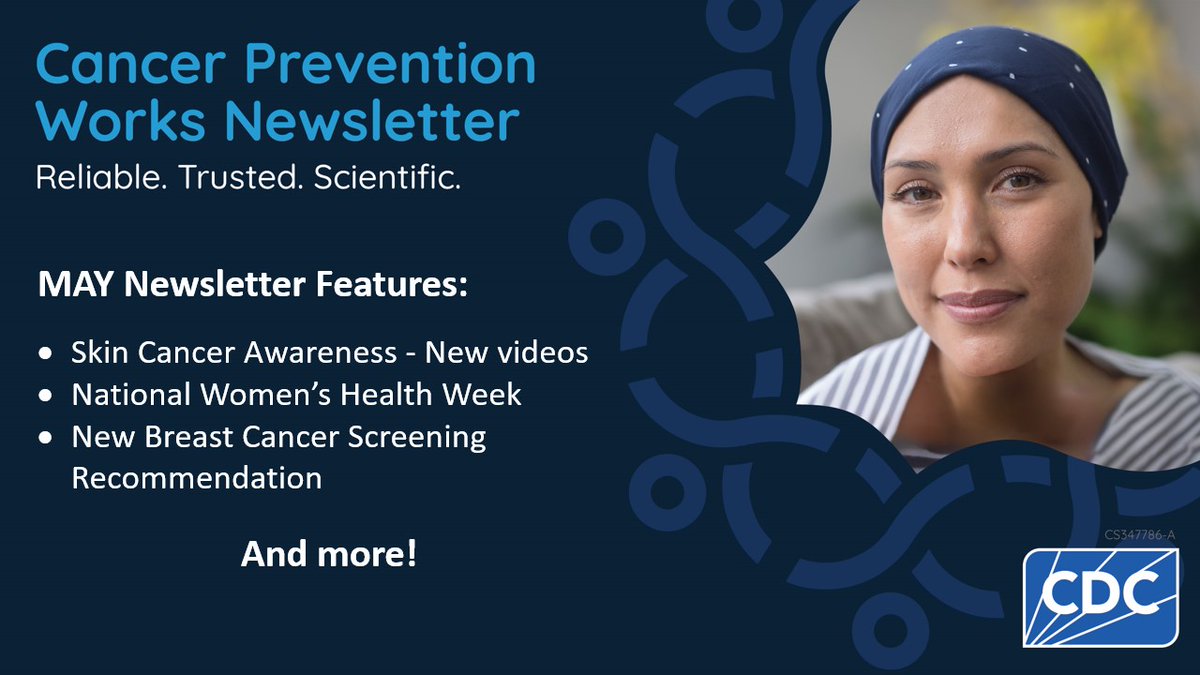 Want to stay up to date with the latest information from #CDC Division of Cancer Prevention and Control? Subscribe now to our monthly newsletter: bit.ly/3ssaQk3