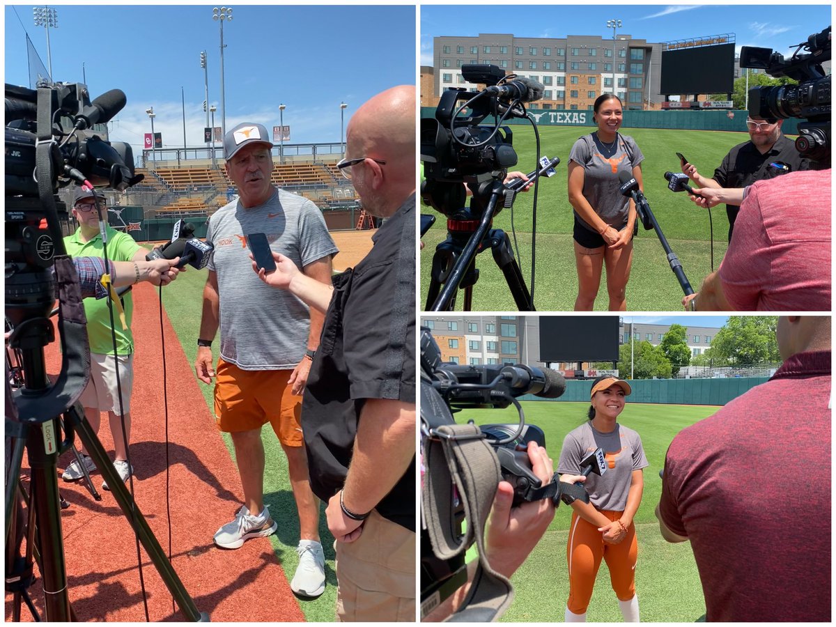 Thanks to all the media that came out today to cover our No. 1-ranked & top-seeded @TexasSoftball squad as they prepare to start the NCAA Tourney and their Road to OKC on Friday right here at McCombs Field🤘🏻