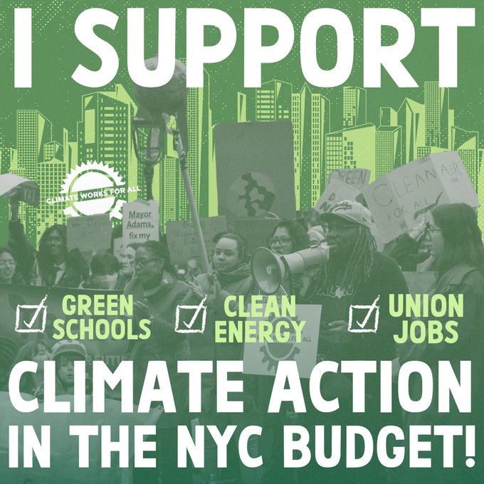Council Member Sandy Nurse (@cmsandynurse) on Twitter photo We must make climate a city budget priority.
I’m proud to join <a href="/nyclimateworks/">Climate Works for All</a> to fight for green schools, clean, energy, and union jobs.
✅ Restore cuts to key agencies
✅ Dedicate $600 million for green schools
✅ Funding for more staff to decarbonize buildings We must make climate a city budget priority.
I’m proud to join <a href="/nyclimateworks/">Climate Works for All</a> to fight for green schools, clean, energy, and union jobs.
✅ Restore cuts to key agencies
✅ Dedicate $600 million for green schools
✅ Funding for more staff to decarbonize buildings
