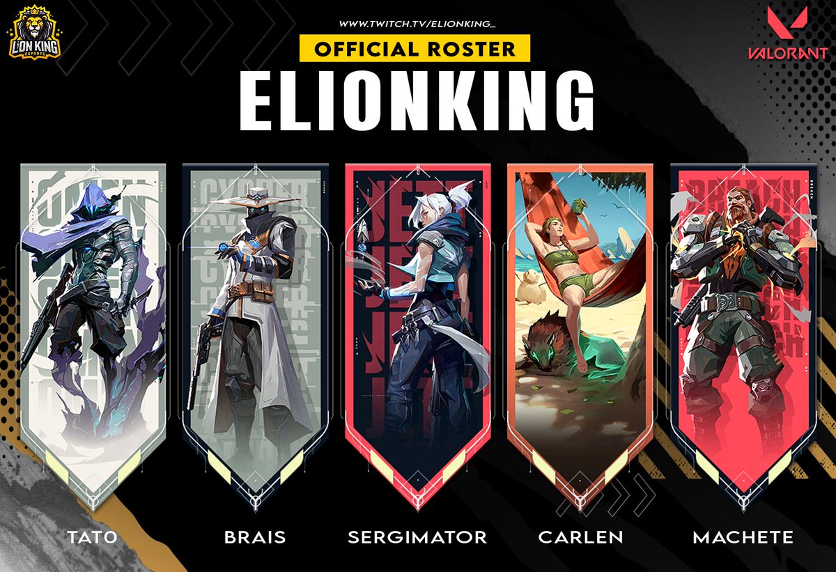 TRAS UN PERIODO DE TRYS PODEMOS ANUNCIAR POR FIN NUESTRO NUEVO ROSTER DE VALORANT

🦁 <a href="/sergimator/">Sergi</a> 
🦁 <a href="/braiiscs/">BrAiS</a> 
🦁 <a href="/_MACHETE_/">MACHETE</a> 
🦁 <a href="/tat0lpz/">tat0 Final Boss 🌪️</a> 
🦁 <a href="/Carlen_19/">Carlos Ariza Lencero</a> 

#eLionKing #GoELK #VamosLeones