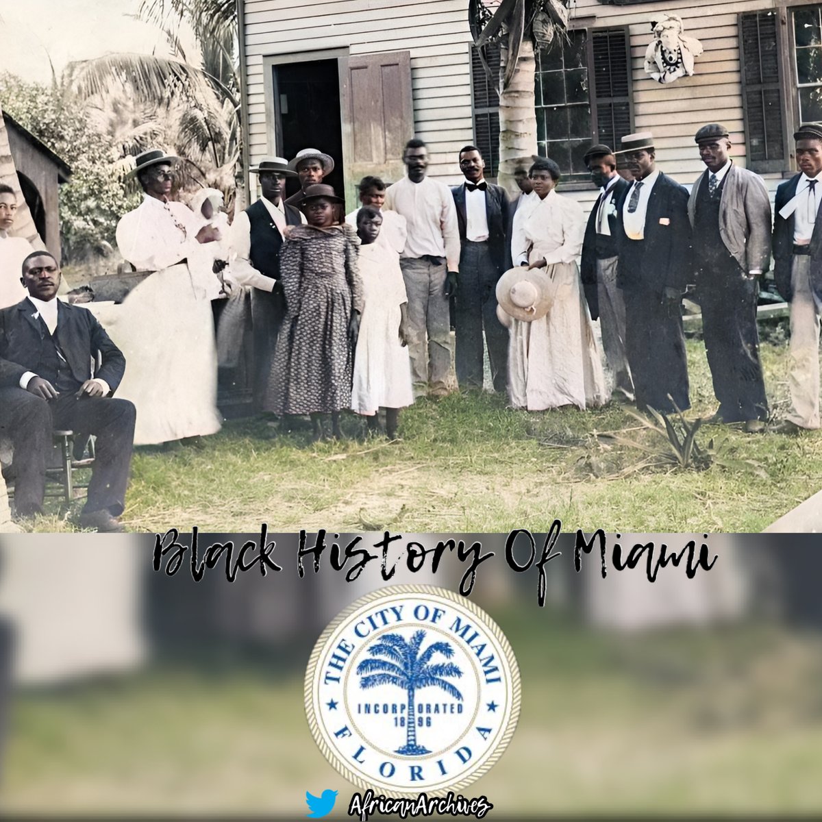 The black history of Miami, Florida. A THREAD! Bahamians were among the first settlers in Miami. The first name on the city charter in 1896, when the city was incorporated, was a Black man named Silas Austin. Out of 368 men who voted to incorporate Miami,162 of them were Black.