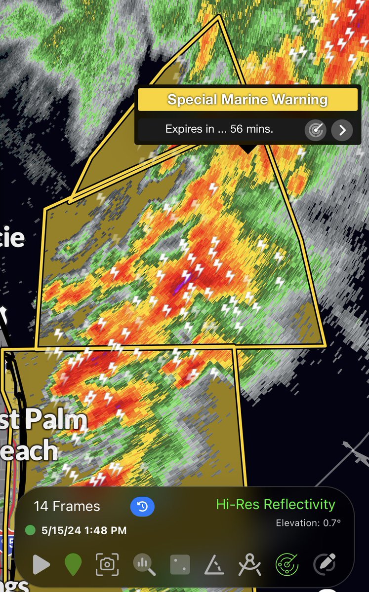 Special Marine Warning for Sebastian Inlet to Jupiter Inlet 0-20 nm 🌊 🌪️ 
  
Sebastian Inlet to Jupiter Inlet 20-60 nm until 345 PM EDT. 

Watch out for waterspouts! #flwx