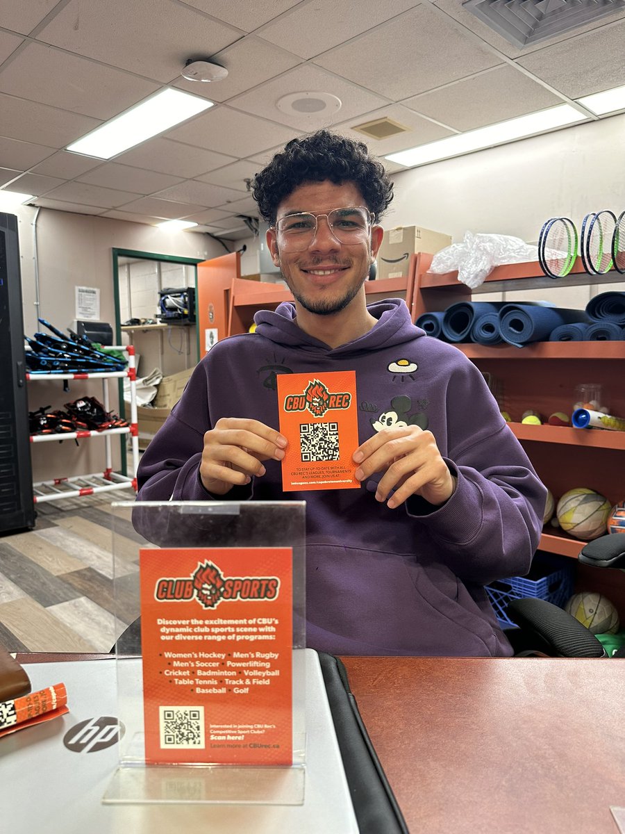 CBU_REC's tweet photo. Wanna know more about Club Sports and upcoming leagues? 🤔
We’ve got you covered ✅ 
You can always come to the front desk and get more info by scanning the QR code or by talking to our staff. 
#activecapers #cburec #capebretonuniversity https://t.co/nWP0dFN7kT