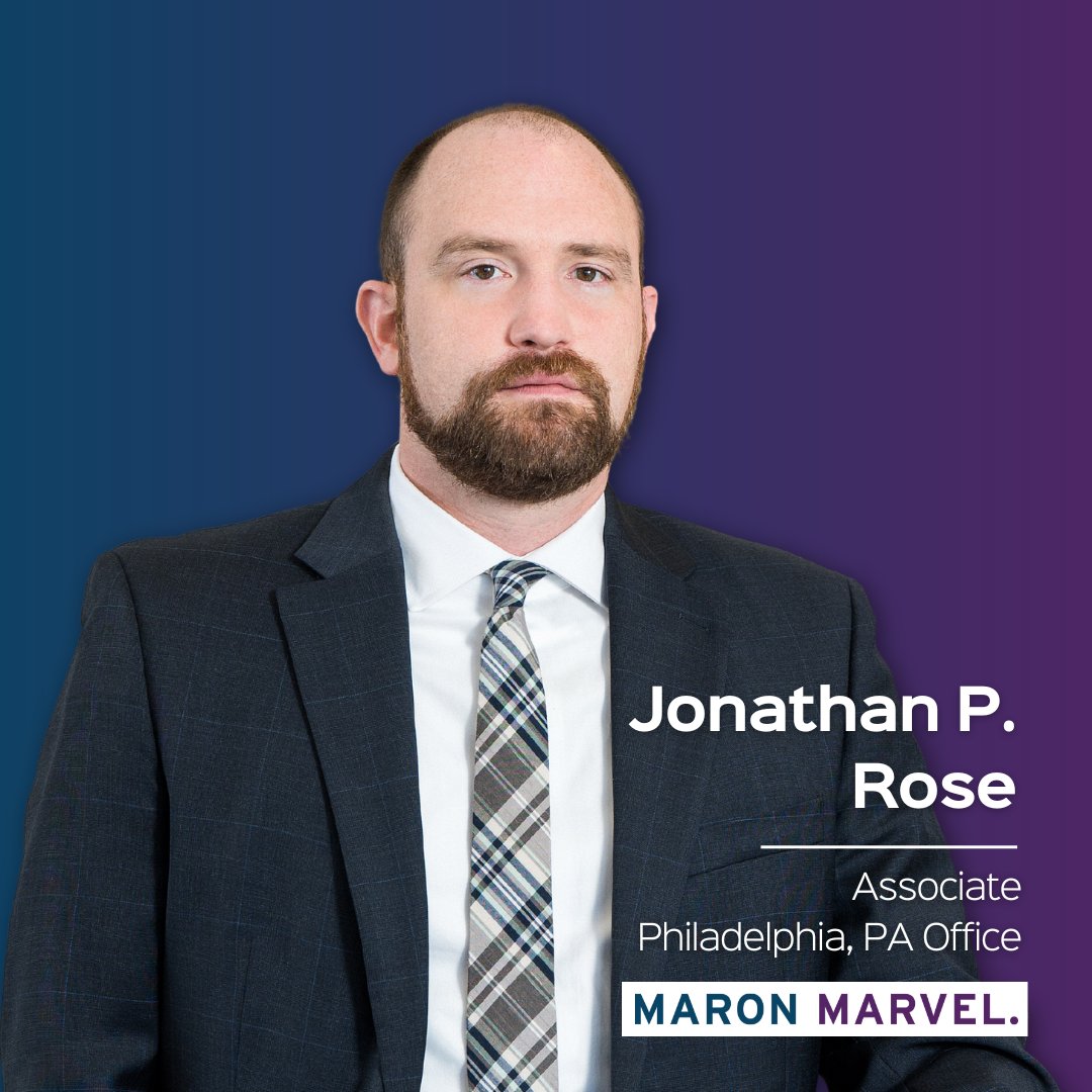 Maron Marvel welcomes associate Jonathan P. Rose to our Philadelphia office. Read more about his toxic and mass tort defense practice: maronmarvel.com/attorneys/jona…

#maronmarvel