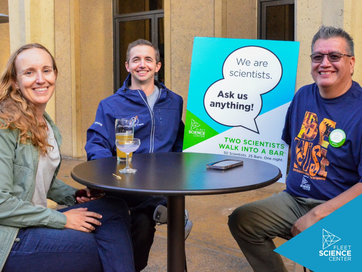 fleetscience's tweet photo. Don't miss out on Two Scientists Walk Into A Bar this Thursday, May 16! Connect with the faces and minds of your local STEM community. Discuss topics like molecular biology, nuclear fusion and more! Use the hashtag #2scientists to be featured. ๐ป https://t.co/6yYPsGQxrs https://t.co/huQnJBdiHz