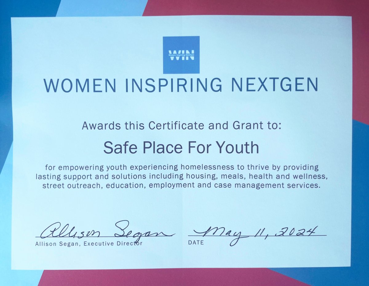 SPY was honored to receive an award from Women Inspiring NextGen(WIN) this week, which will furnish SPY’s new Access center! Opening soon! SPY's CEO, 
<a href="/ErikaHartmanLA/">Erika Hartman</a>  &amp; Chief Impact Officer Mary McGuire, accept this recognition at WIN’s inaugural grantee brunch. Thank you WIN💙