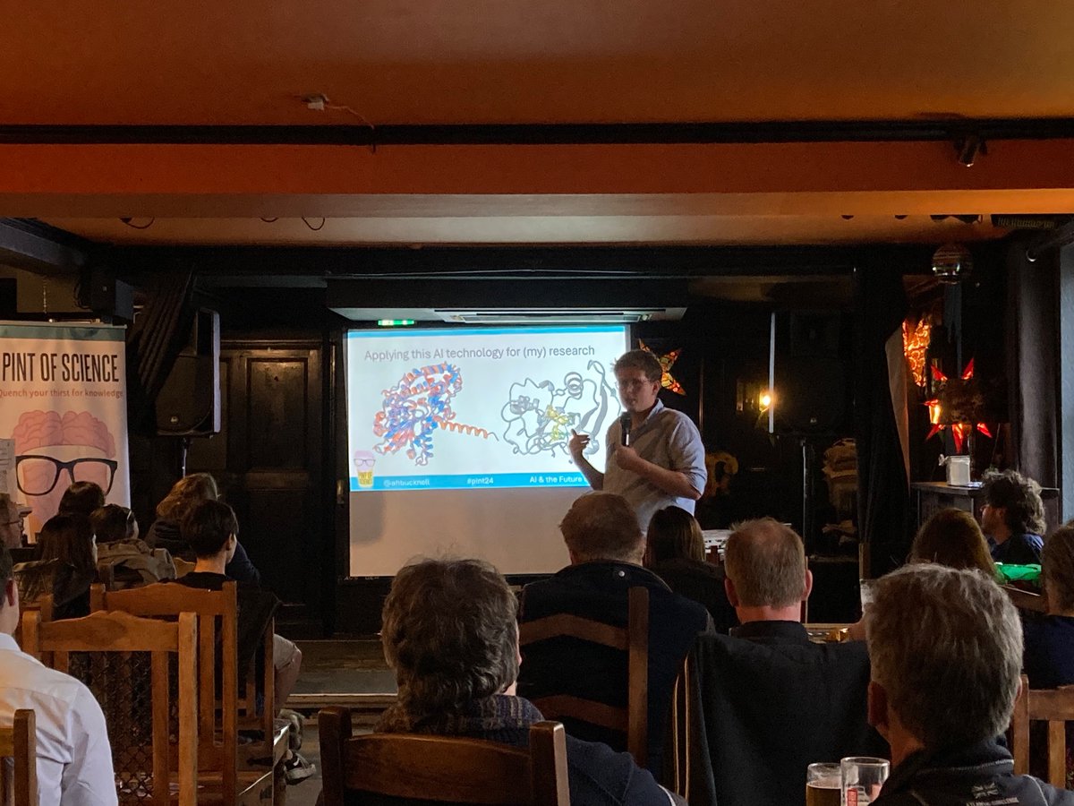 MiaBerelson's tweet image. First up @ahbucknell talking about using AI to predict protein shapes and therefore function 🧬

@TheSainsburyLab @pintofscience #pint24