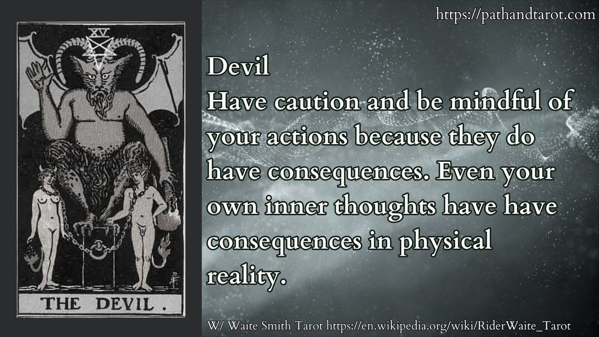 Have caution and be mindful of your actions because they do have consequences. Even your own inner thoughts have have consequences in physical reality. #cartomancy #dailytarot #tarotreader #tarotcards #pathandtarot #waitesmith