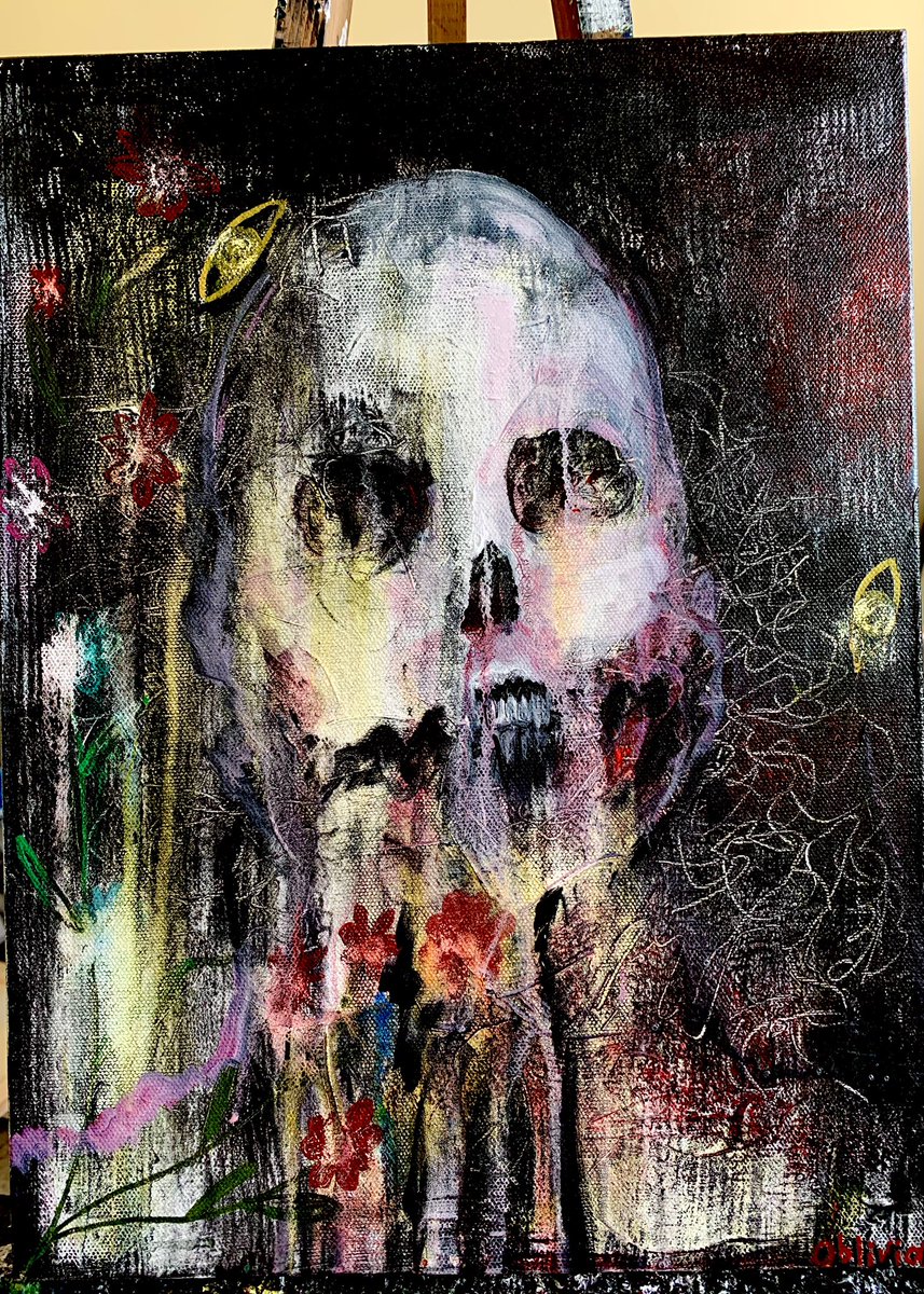 Ghost doodle. Acrylic on 12”x16” canvas