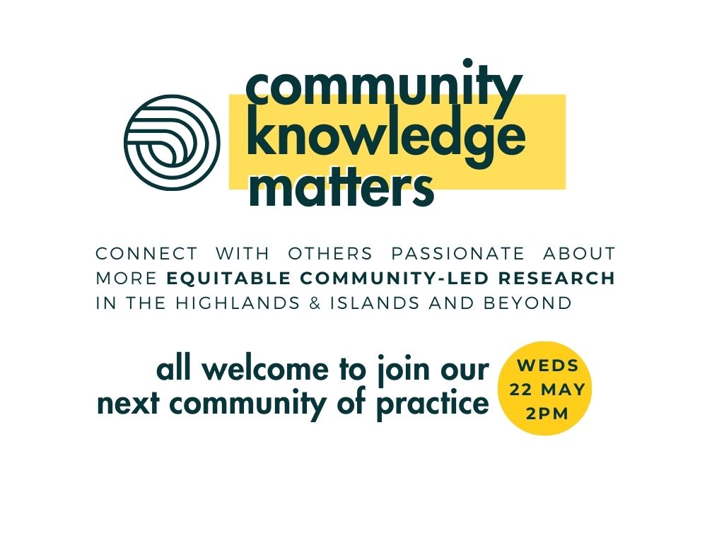 Join us for our next monthly #CommunityKnowledgeMatters online Community of Practice (Weds 22 May, 2-3.30pm) to meet, share ideas and connect with others passionate about community-led research in the H&amp;I and beyond.
Sign up to the network to join!
communityknowledgematters.com