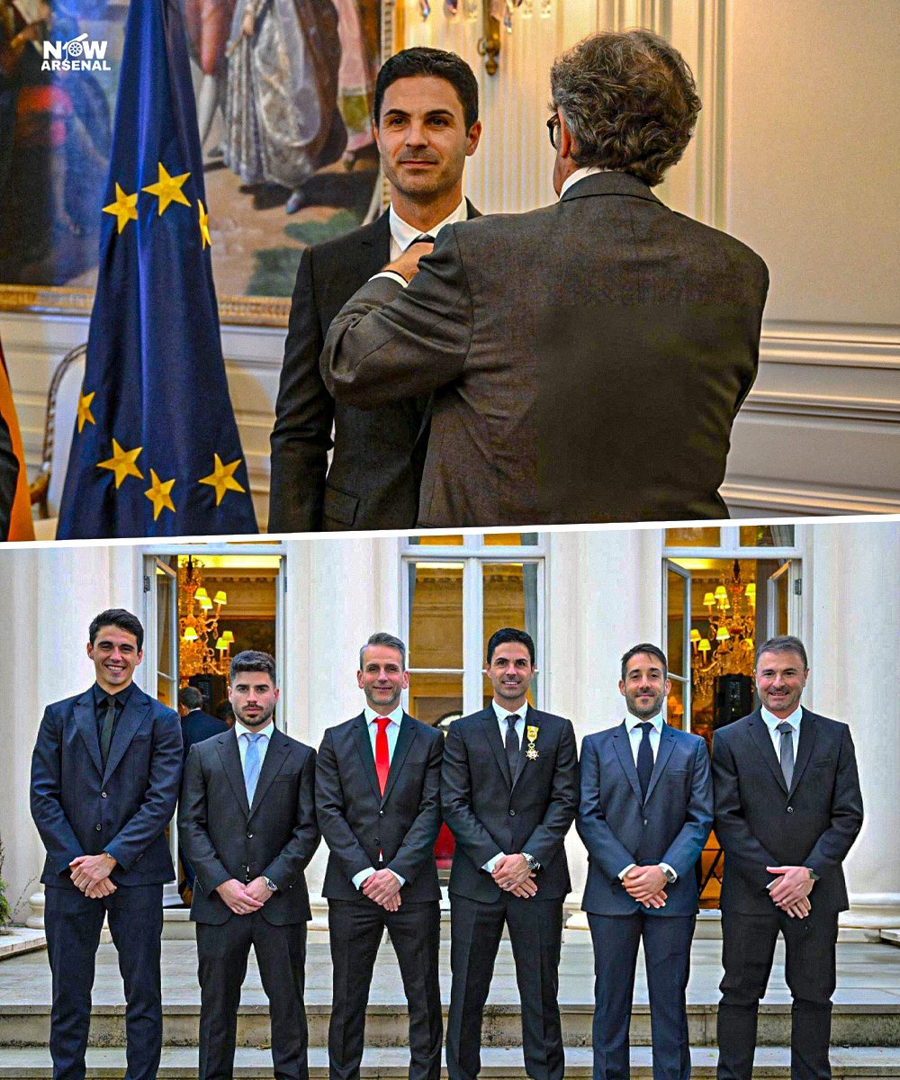 Arsenal manager Mikel Arteta has been awarded The Royal Order Of Isabella at the Spanish Embassy this afternoon.

The Arsenal coaching staff were present to show their support.

They don’t scrub up too badly… #afc