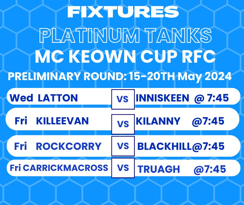 🏐The @PlatinumTanks McKeown Cup Reserve Football Championship throws in this evening with the first preliminary round match 🔗 For full listings of the upcoming fixtures and results click on the link monaghangaa.ie/fixtures-resul…