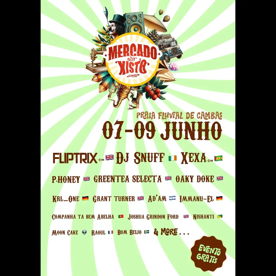 🇵🇹 YES PORTUGAL! Catch me live Mercado Do Xisto on 8th June @ Praia Fluvial De Cambas in Castelo Branco alongside @DJSnuffOne @greentea_peng on decks and many more! Free entry - certified vibes incoming 🌊🌴💫