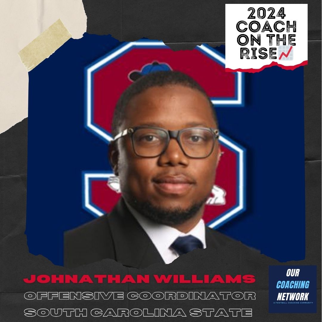 🏈FCS Coach on The Rise📈 @SCState_Fb Offensive Coordinator @JOHN17WILLIAMS is one of the Top Offensive Coaches in CFB✅ And he is a 2024 Our Coaching Network Top FCS Coach on the Rise📈 FCS Coach on The Rise🧵👇