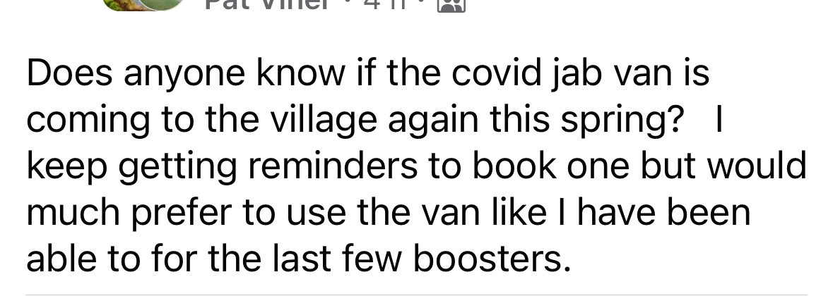 Our village fb page, the comments give me hope! What the hell is a Covid Jab Van!! 🤦🏼‍♀️😂😂 #CovidVaccine