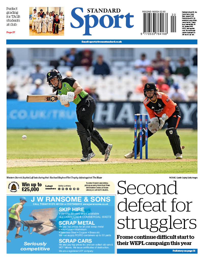 #Sport in this week's Somerset Guardian & Frome Standard: Unbeaten century sees @_WesternStorm lose; @TeamBathNetball push champions all the way; @MN_RFC win Papa John's Cup, @chewvalleyrfc complete cup double; Latest from @MendipGolfClub; Perfect grading for TAGB club 1/3