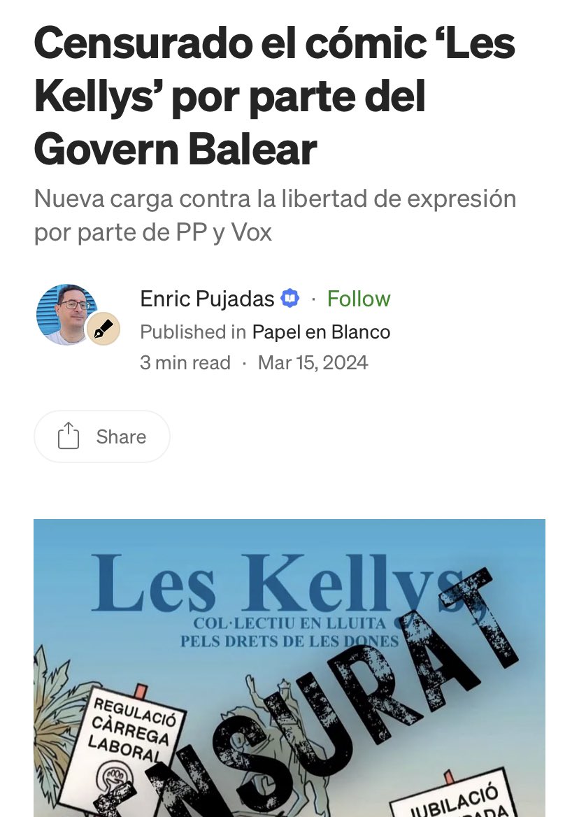 DetroitLlibres's tweet photo. Que es veu que el govern balear no vol que es difonga un còmic xulíssim sobre les Kellys que es pot vore ací:

https://t.co/HzrnyqSlw7 https://t.co/44FfR8A1Qe