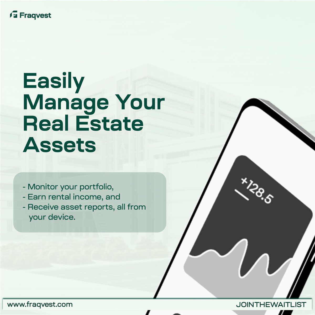 Fraqvest equips you with a platform that allows you seamlessly take control of your real estate assets.
All units carefully highlighted and managed.

Start your real estate journey owning units of highly profitable lands and properties.

Click the link in our bio to join the