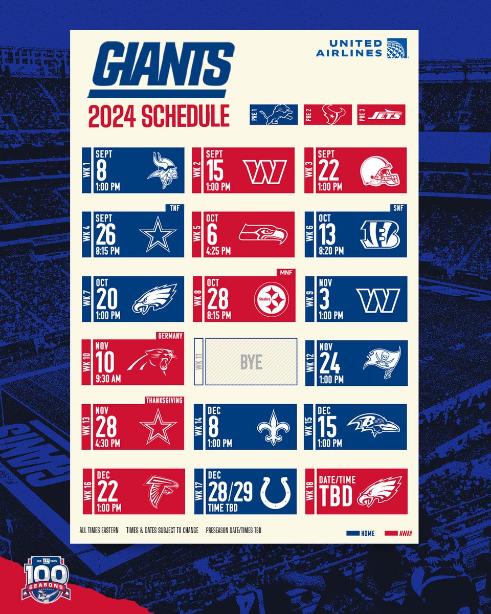 OUR 2024 SCHEDULE #Giants100