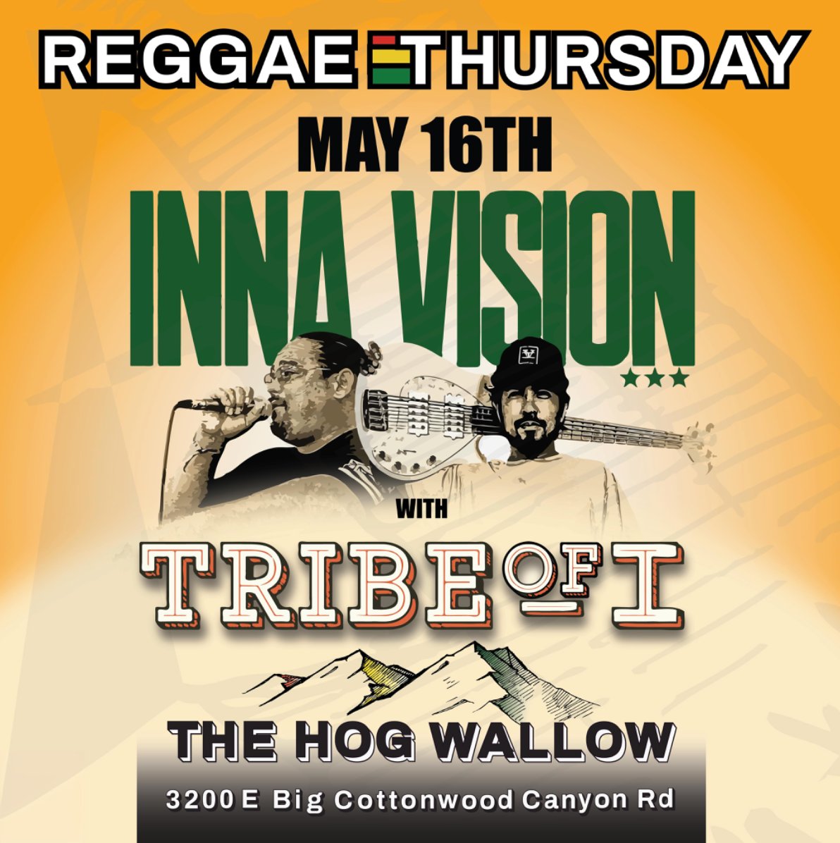 TOMORROW @ 9:00PM: Inna Vision with Tribe of I performing Reggae

Learn more @ bit.ly/44Gd6bH 

#InnaVisionwithTribeofI #Reggae #LiveMusicSLC #CottonwoodHeights