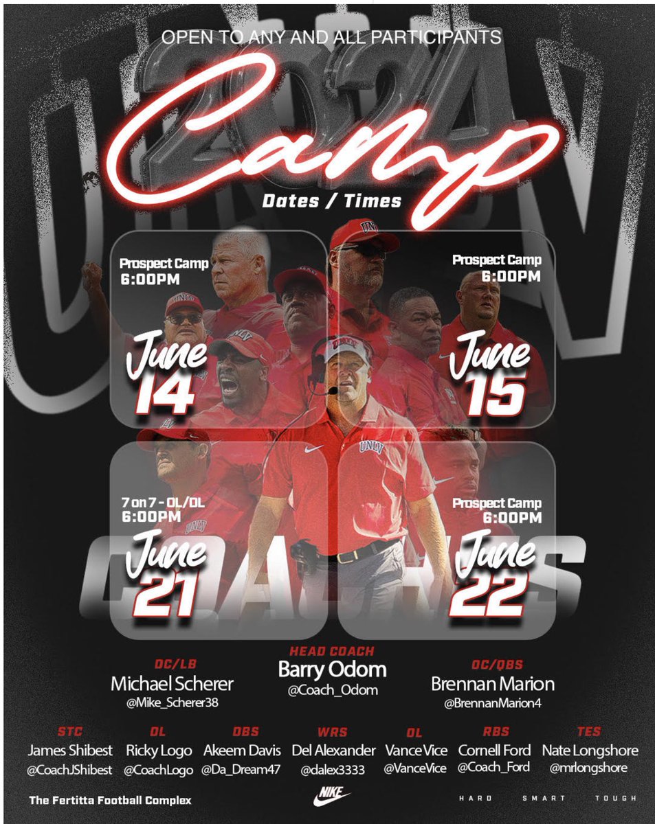 Thank you @jaxonboesen @Coach_Ford @unlvfootball for inviting me to camp. @HatfieldQuin @Waltjr2222 @broti24 @austinbutler_AB @DAWGHZERECRUITS @CFootballskills @iguerin @coachSamGreiner @ccesfootball @Jdjacks45 @CoachDaniels06 @najehwilk @Todd_C_08 @amanirichburg88 @coach_dwise