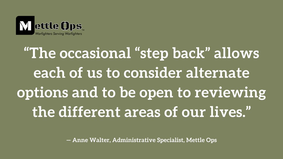 Discover how the occasional “step back” allows one to consider alternate options for growth in this new blog post from Mettle Ops Administrative Specialist Anne Walter.
bit.ly/3wuH3yS
#MilitaryEngineering #DefenseIndustry #DefenseEngineering #Engineers #USMilitary