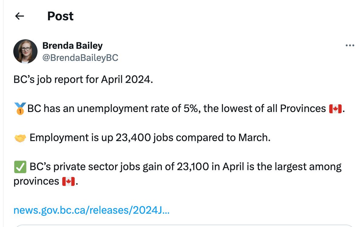 BC's economy is strong and growing. We gained 23,400 jobs in April, and our unemployment rate is now the lowest in the country at 5%. More good news for workers — minimum wage is going up on June 1 to $17.40. The increase is tied to the rate of inflation.