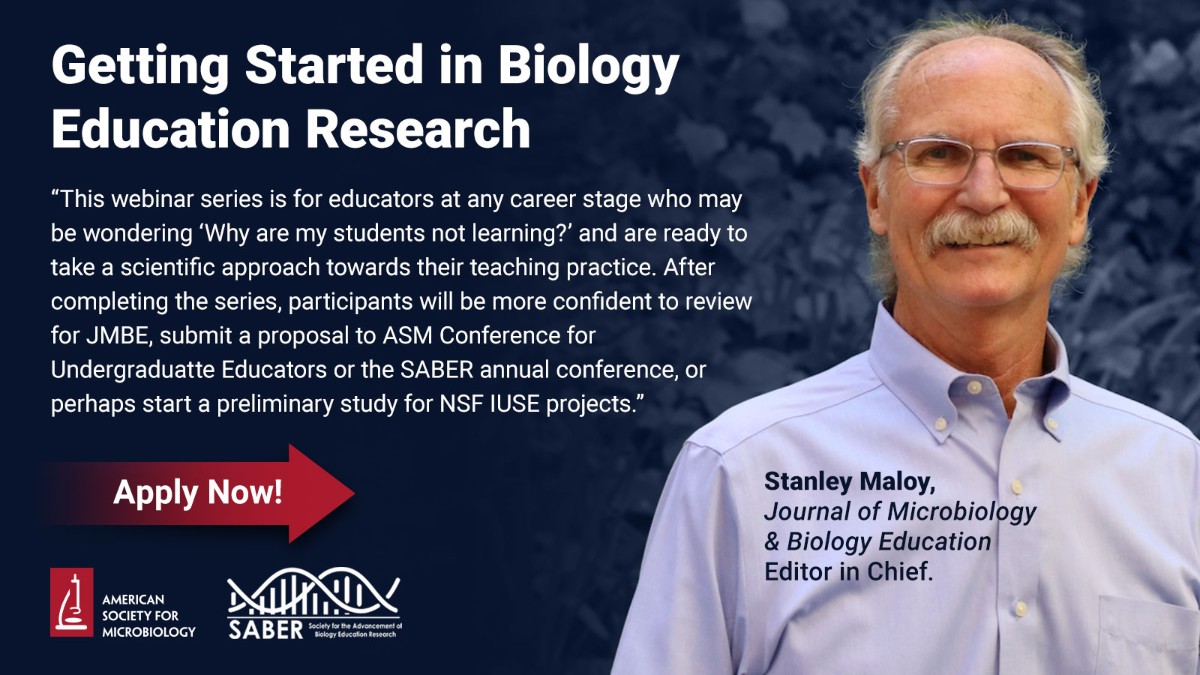 Ever wondered why your students aren't learning? Discover how to take a scientific approach toward your teaching practice with our webinar series, 'Getting Started in Biology Education Research.'  asm.social/1RK @SABERcommunity #ASMCUE #undergraduatebiology