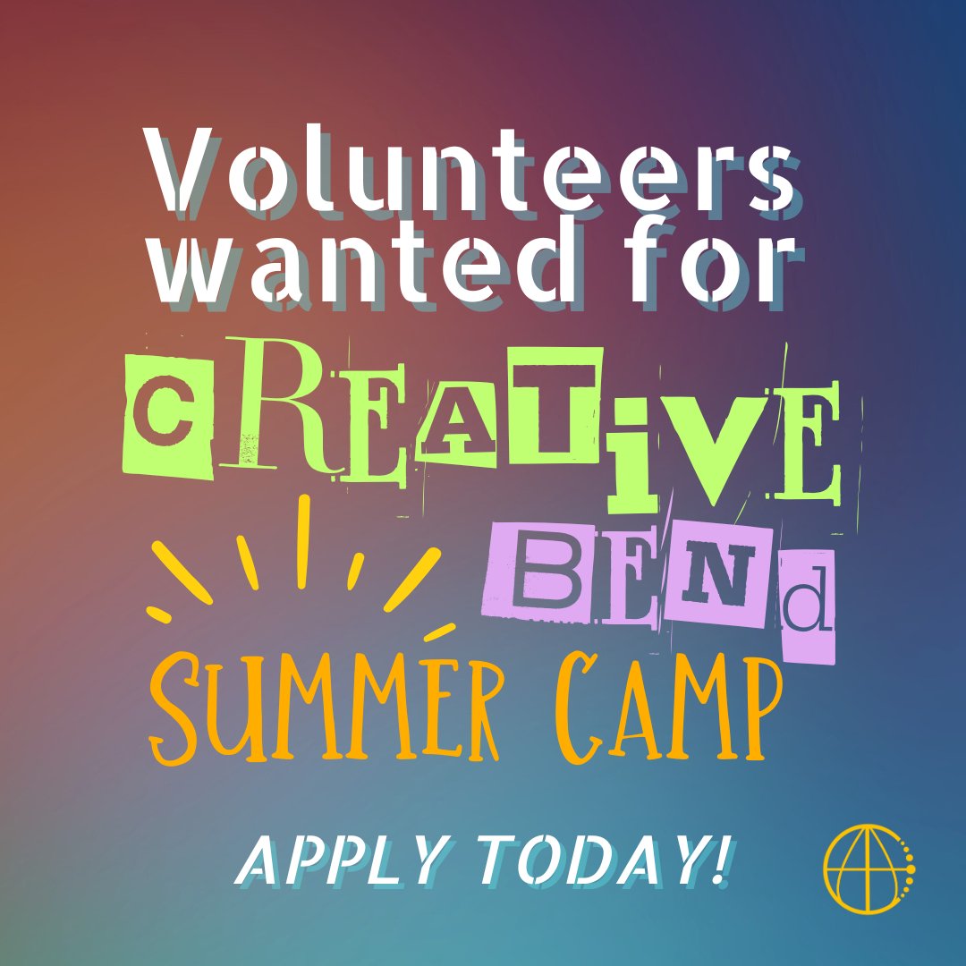 Want to make a difference this summer? 🌞✨

Then volunteer at Creative Bend, a unique summer camp designed for youth aged 8-12! We're looking for passionate individuals eager to share their love for the arts and make this summer unforgettable.

REGISTER: zurl.co/w7G5