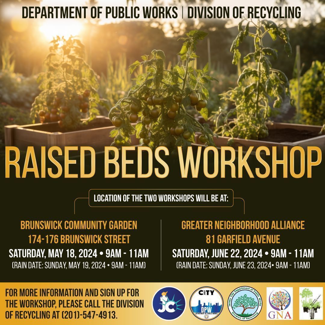 It's time to elevate your gardening game – with wooden raised beds! 🙌 Join our workshops and discover the perks of healthier plants, increased yield, and a broader gardening palette. Want to learn more? Call the Division of Recycling at (201)-547-4913. #JerseyCity