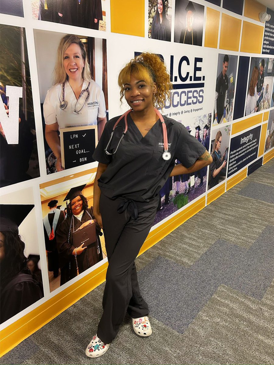 “I'm working toward becoming a nurse because I enjoy helping others. I come from a family of nurses and doctors that would be thrilled to see me become an RN. Herzing was a great choice for me to pursue my career!” 💙 #HerzingNurse 🩺 Lakyra Randolph, Nursing Student