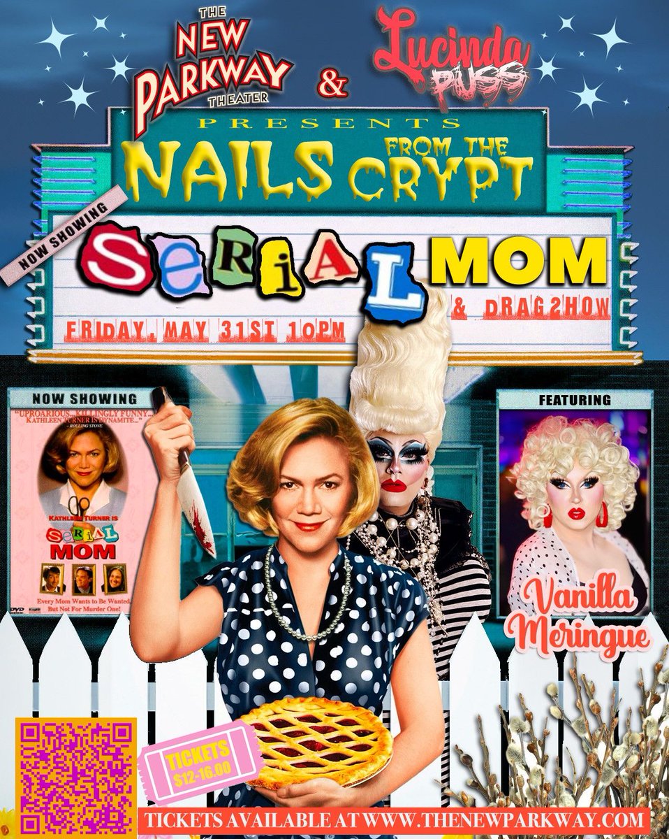 Join us on Friday, May 31st at 10p for SERIAL MOM! 🔪 Ticket link in bio! #serialmom #mom #dragqueen #drag #oakland #bayarea #bayreadrag #vanilla #fun #cultclassic #camp #movie #trivia #prizes #film